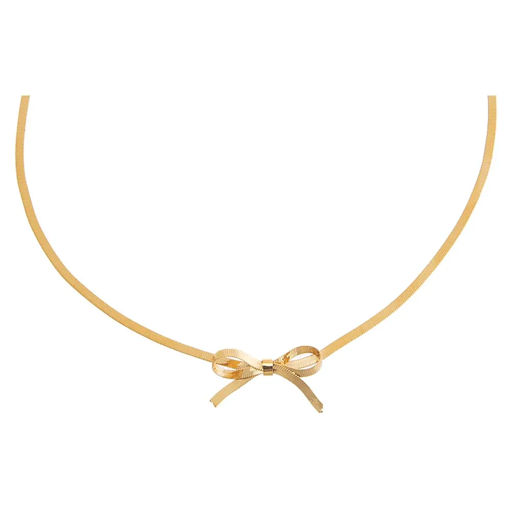 Mini Bow Herringbone Choker