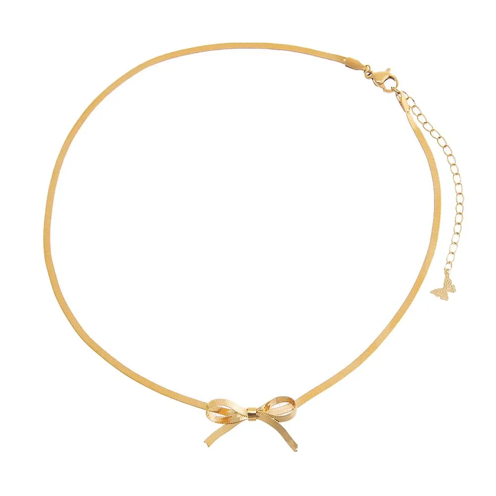 Mini Bow Herringbone Choker