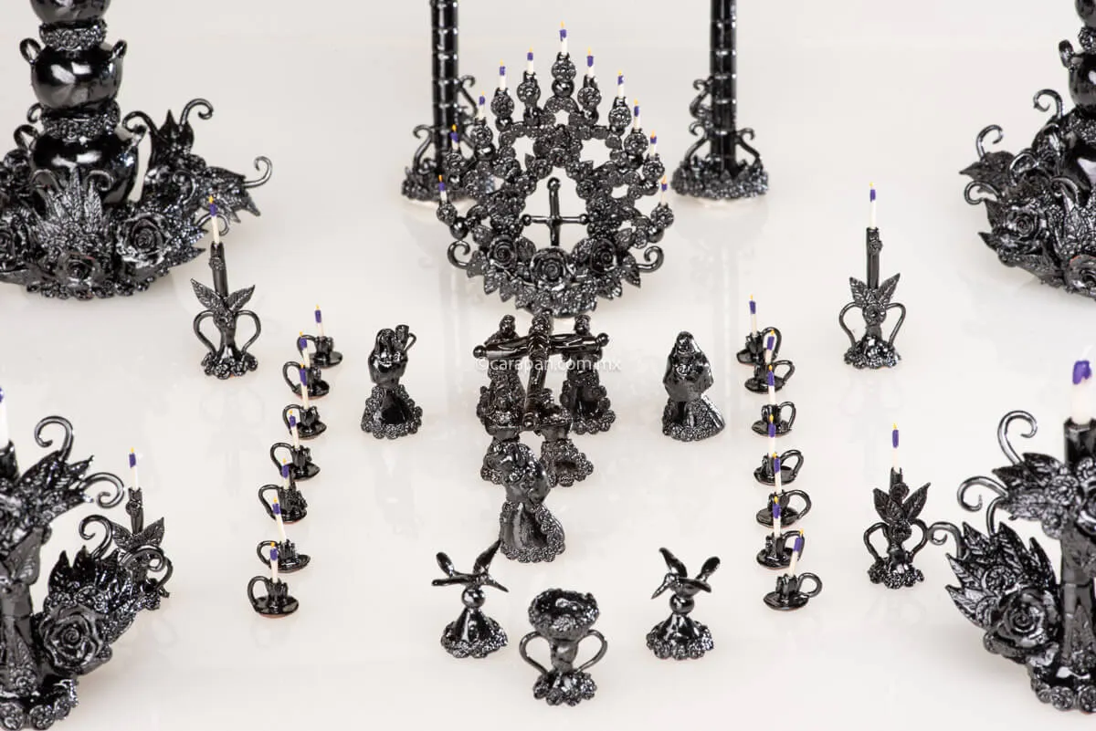 Miniature Via Crucis Black Glazed Clay Award Winning!