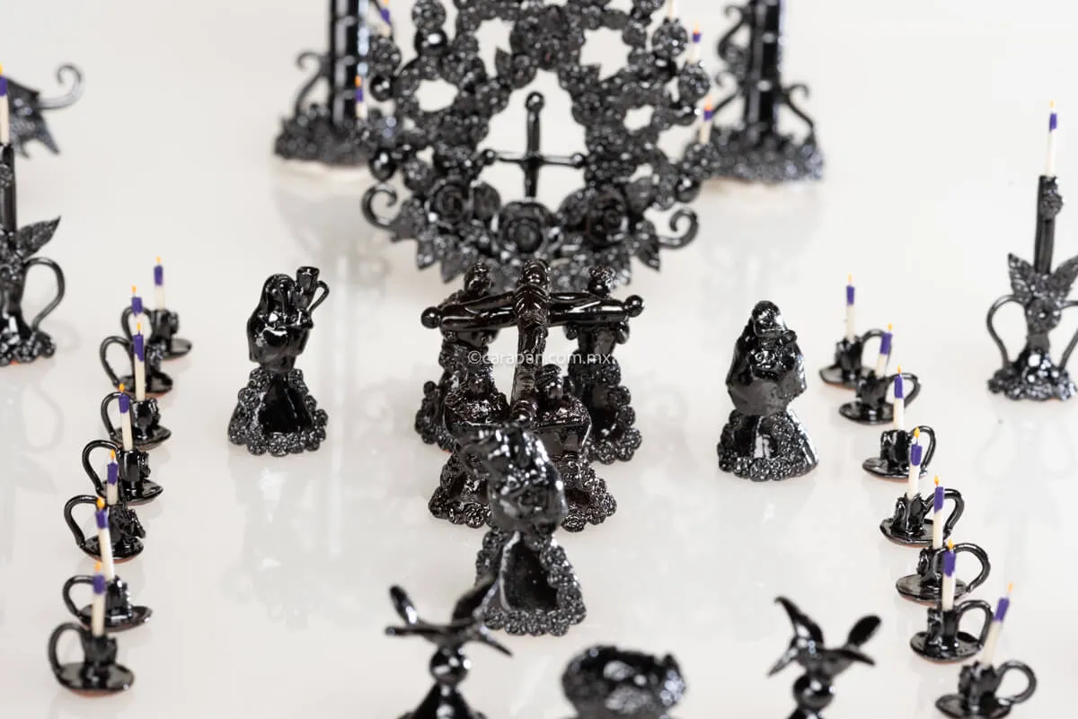 Miniature Via Crucis Black Glazed Clay Award Winning!