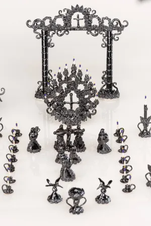 Miniature Via Crucis Black Glazed Clay Award Winning!