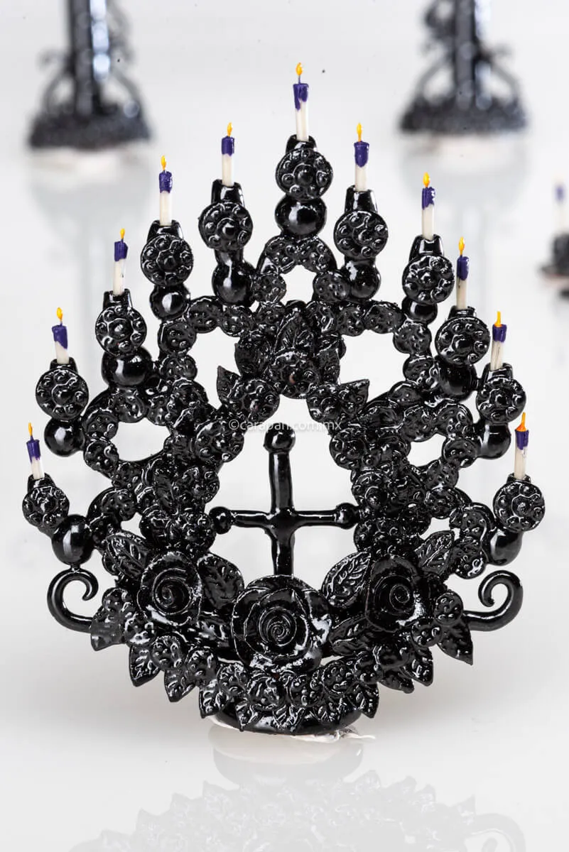 Miniature Via Crucis Black Glazed Clay Award Winning!