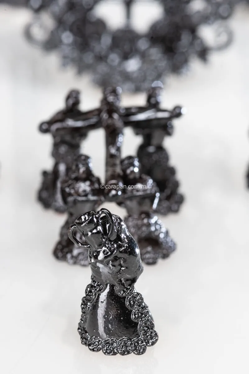 Miniature Via Crucis Black Glazed Clay Award Winning!