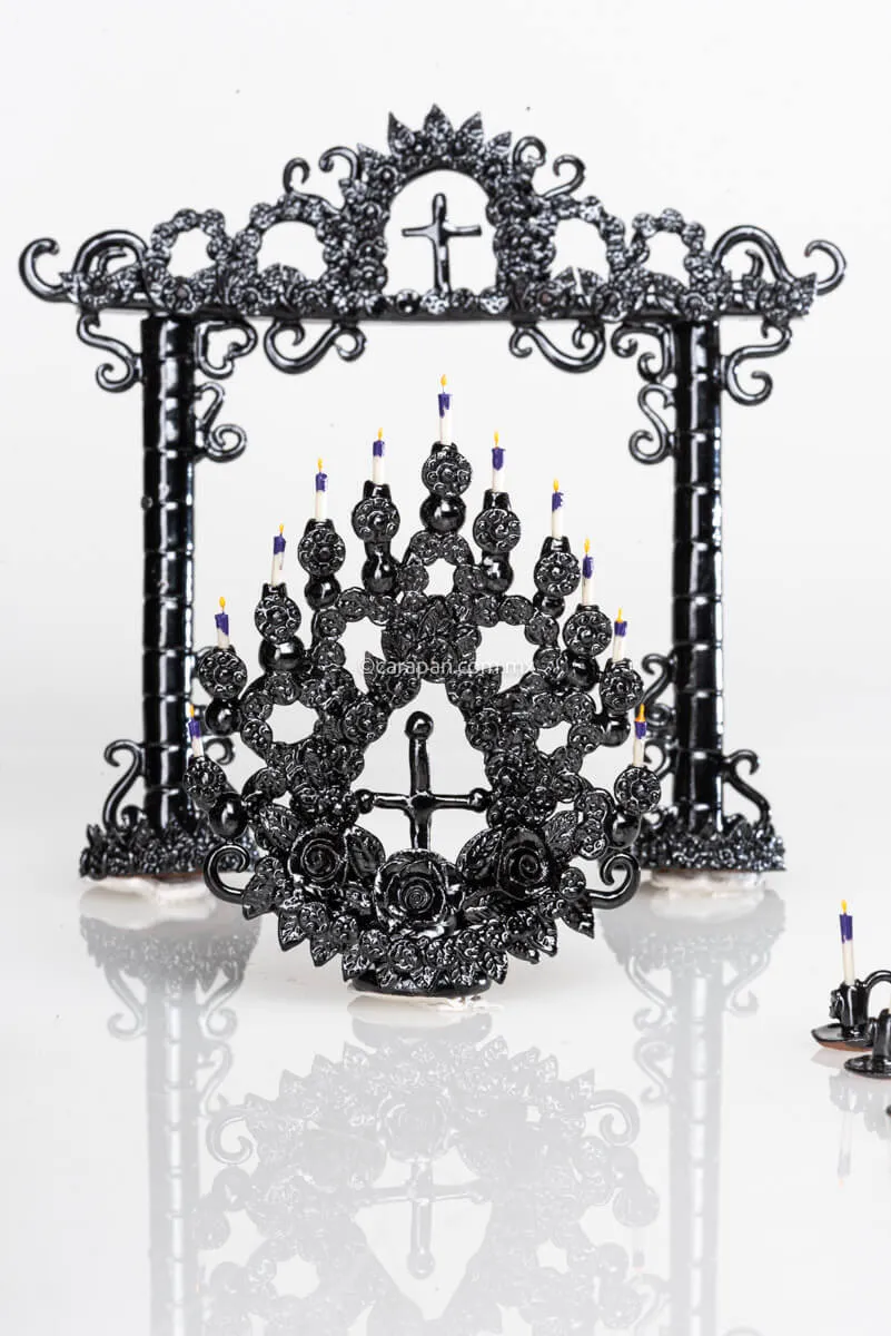 Miniature Via Crucis Black Glazed Clay Award Winning!