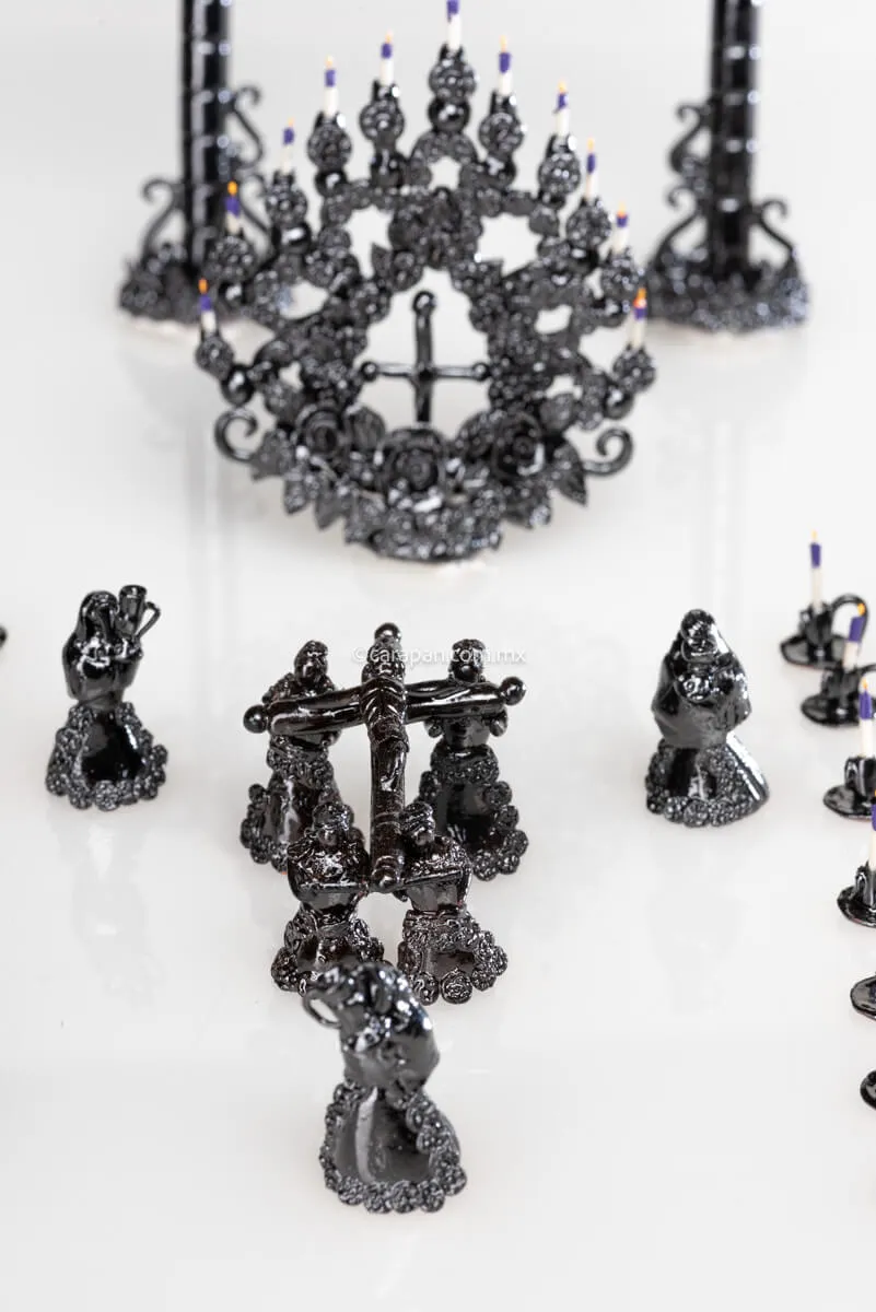 Miniature Via Crucis Black Glazed Clay Award Winning!