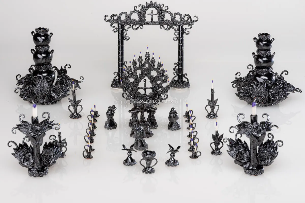 Miniature Via Crucis Black Glazed Clay Award Winning!