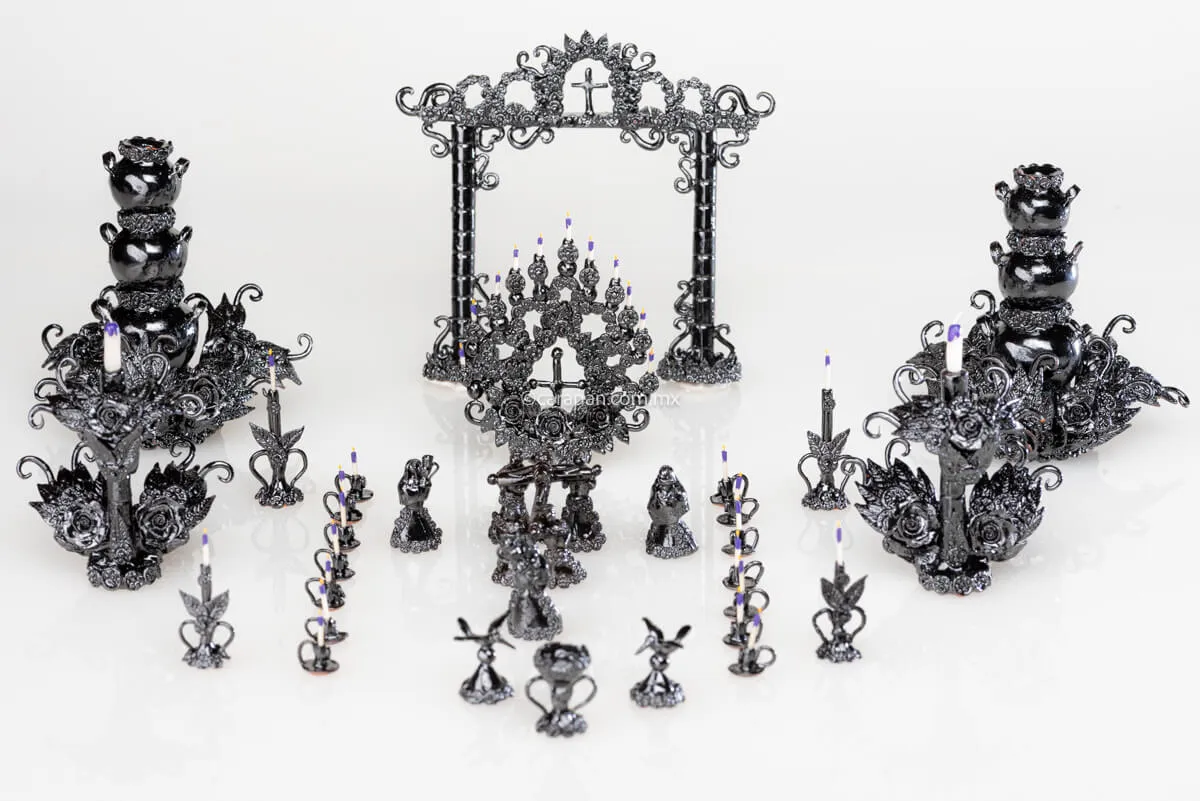 Miniature Via Crucis Black Glazed Clay Award Winning!