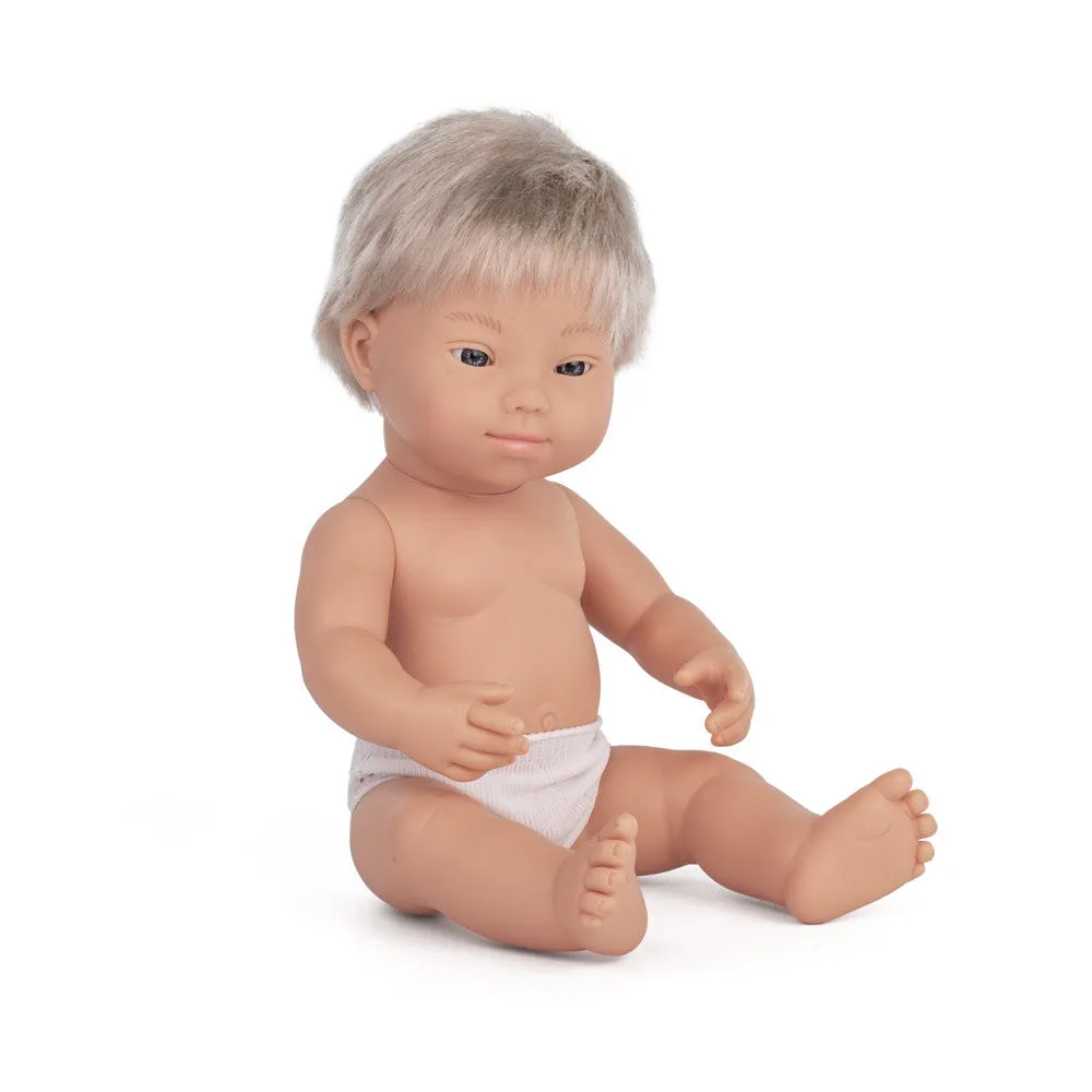 miniland doll with Down syndrome blonde boy 38 cm