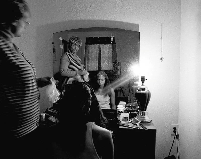Mom Relaxing my Hair