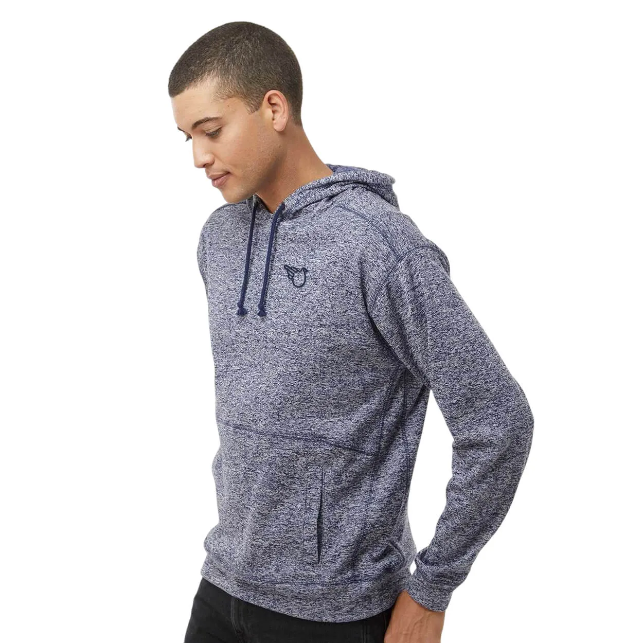 Navy Fleck Fleece Hooded Sweatshirt