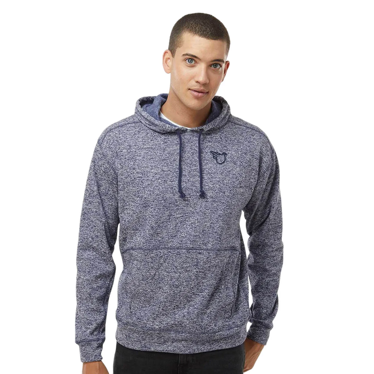 Navy Fleck Fleece Hooded Sweatshirt