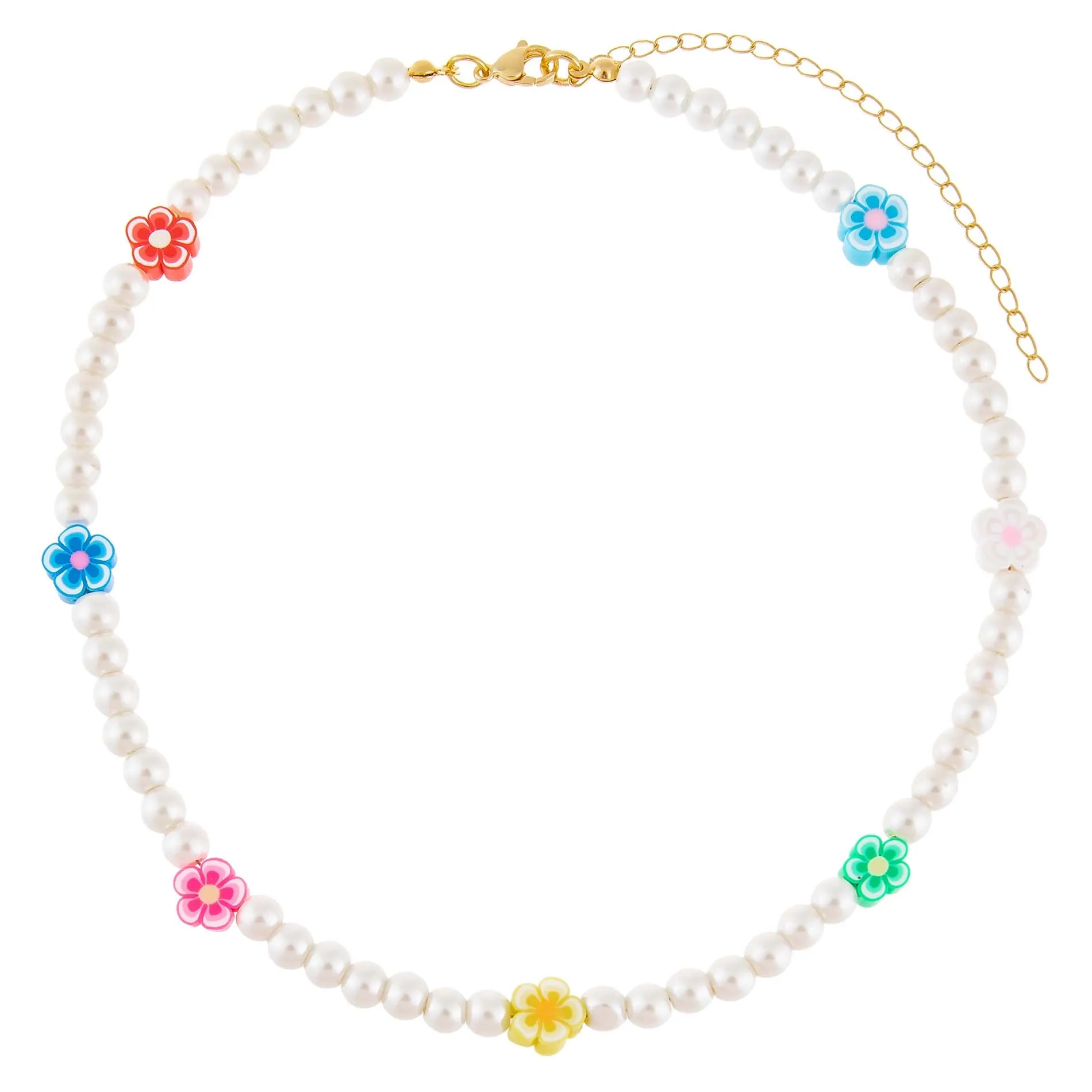 Neon Color Flower Pearl Necklace