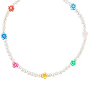 Neon Color Flower Pearl Necklace