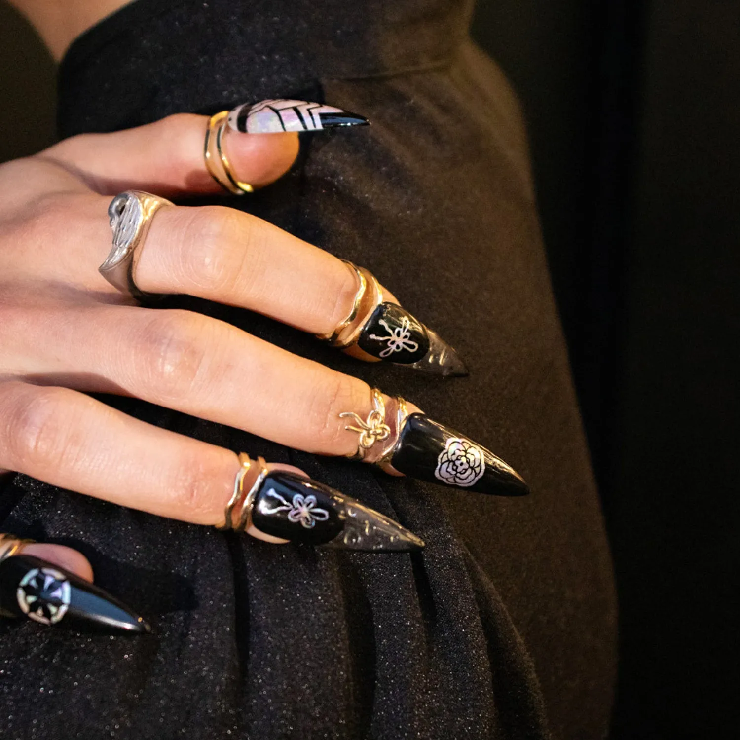Norigae Lotus Nail Ring - Set of 5