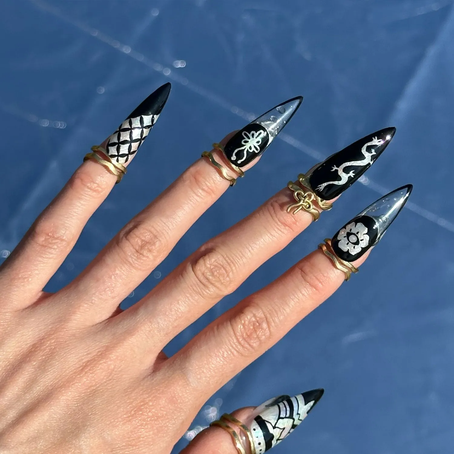 Norigae Lotus Nail Ring - Set of 5