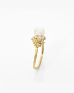 one-of-a-kind japanese hand carved pearl skull ring