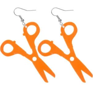 Orange Large Whimsical Hairdresser Scissor Earrings