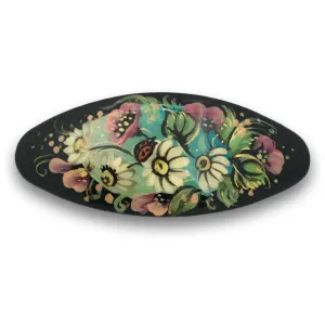 Oval Hair Barrette Daisy Flowers