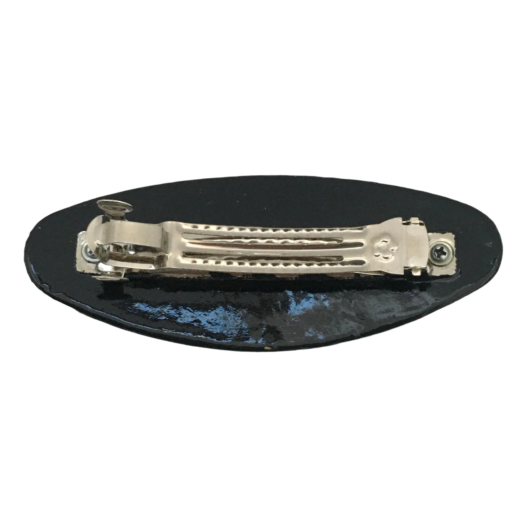 Oval Hair Barrette Flower Design