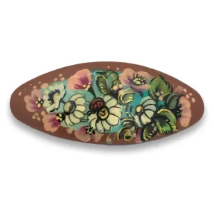 Oval Hair Clip Lavender Flowers
