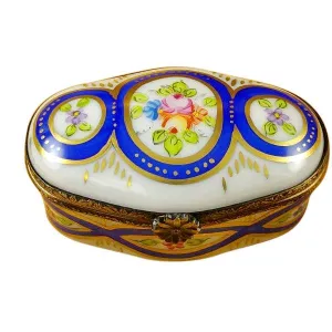 Oval with Blue & Flowers