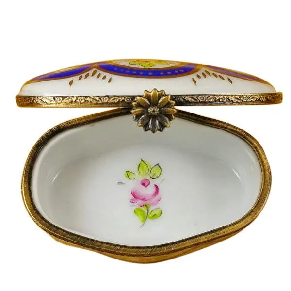 Oval with Blue & Flowers