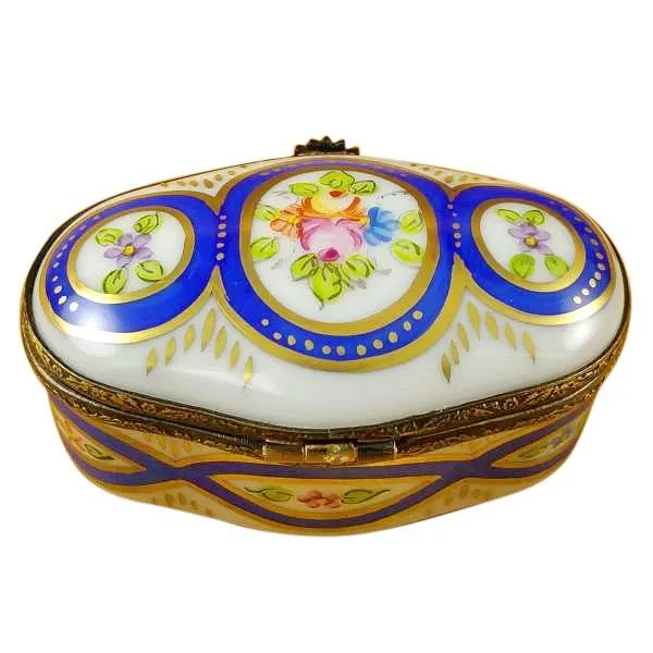 Oval with Blue & Flowers