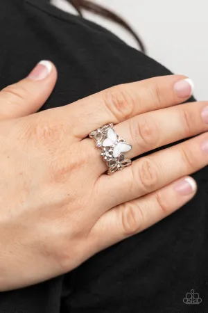 Paparazzi All FLUTTERED Up - White Ring