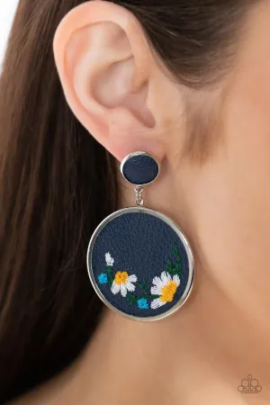 Paparazzi Embroidered Gardens - Blue Earrings