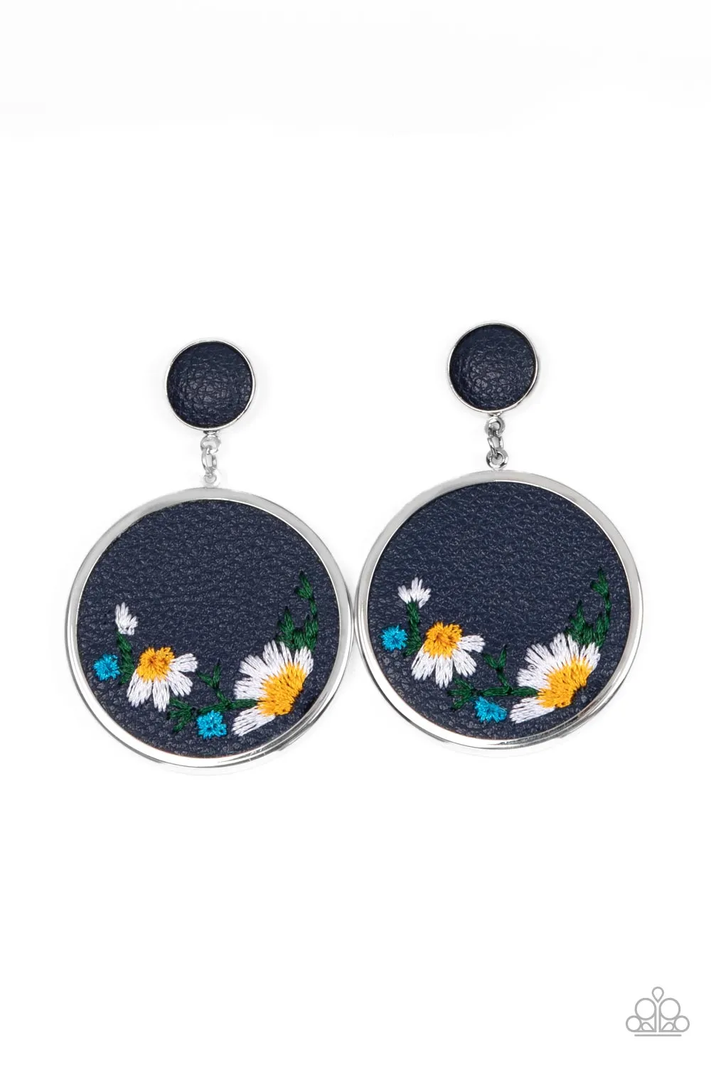 Paparazzi Embroidered Gardens - Blue Earrings