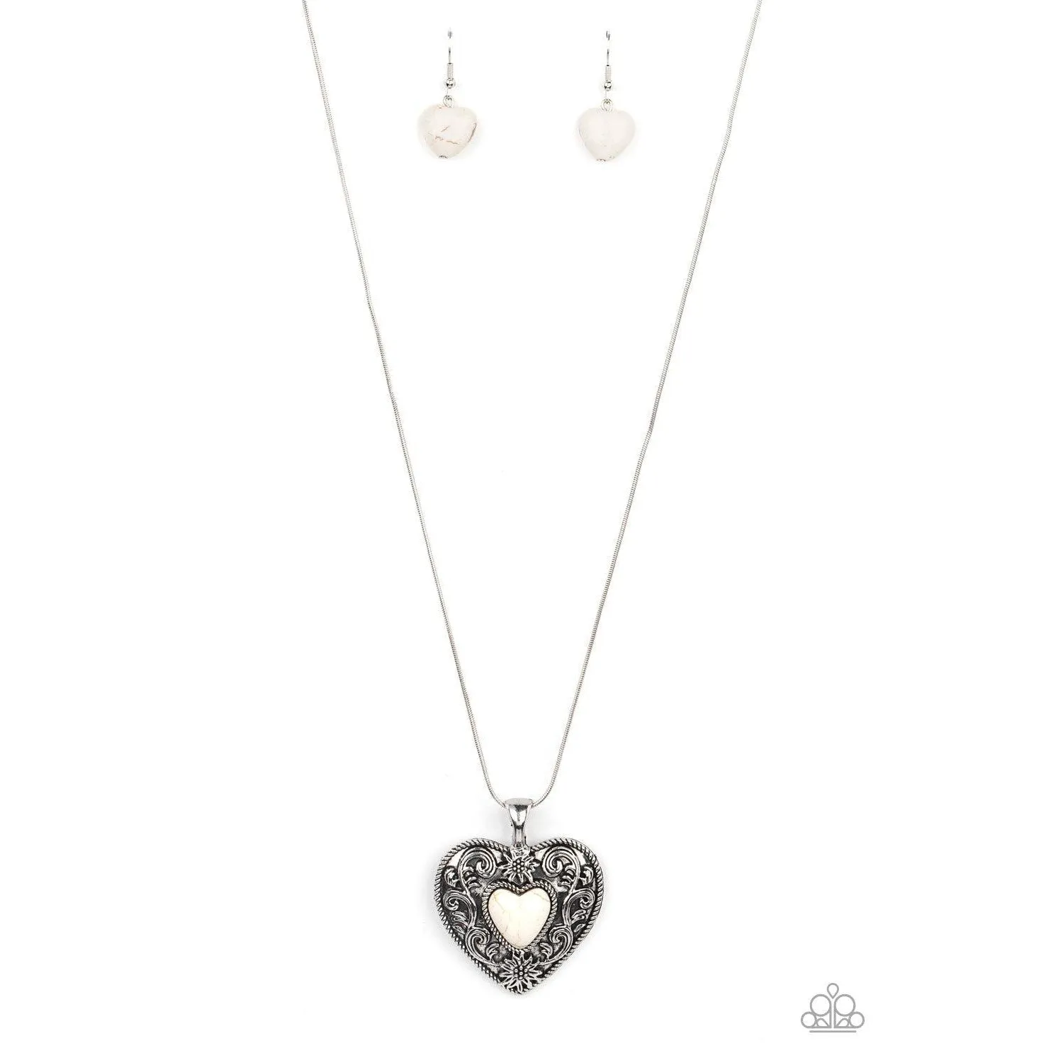 Paparazzi  Wholeheartedly Whimsical White Necklace & Earrings Set