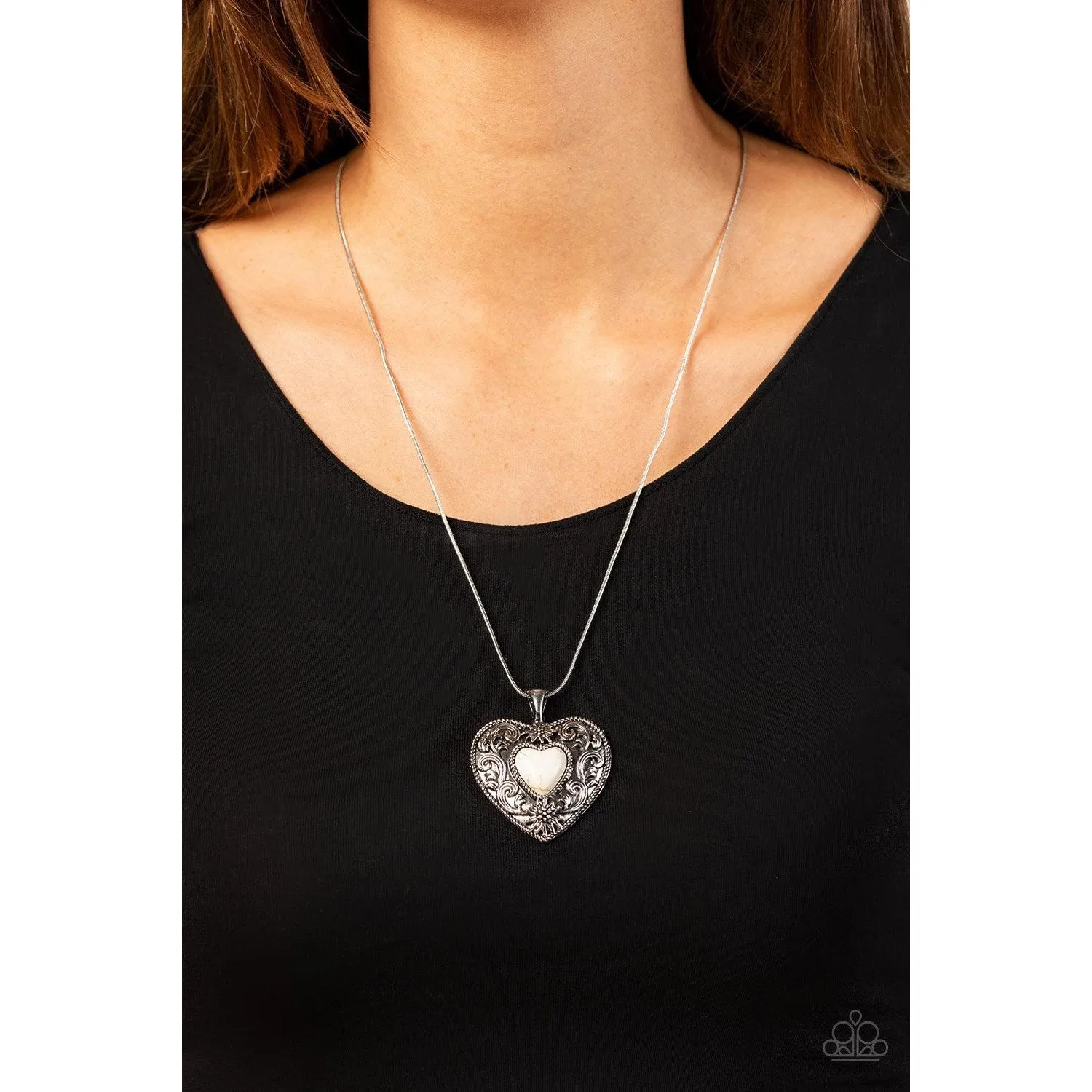 Paparazzi  Wholeheartedly Whimsical White Necklace & Earrings Set