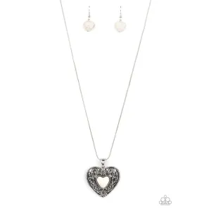 Paparazzi  Wholeheartedly Whimsical White Necklace & Earrings Set
