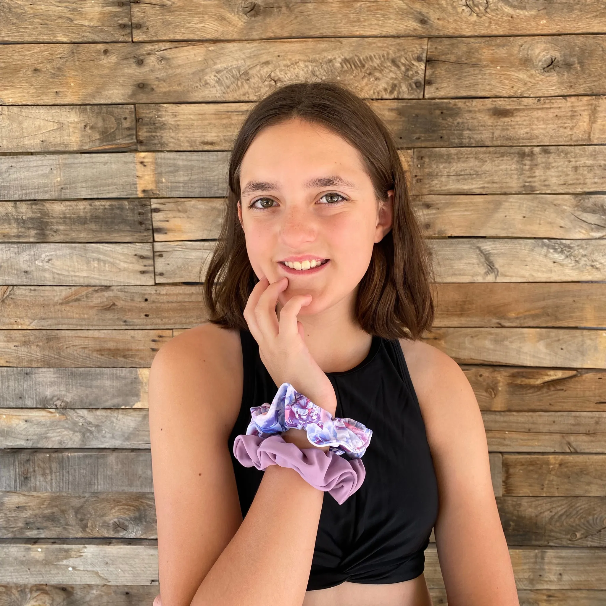 Pastel Rose Print Swim Scrunchie