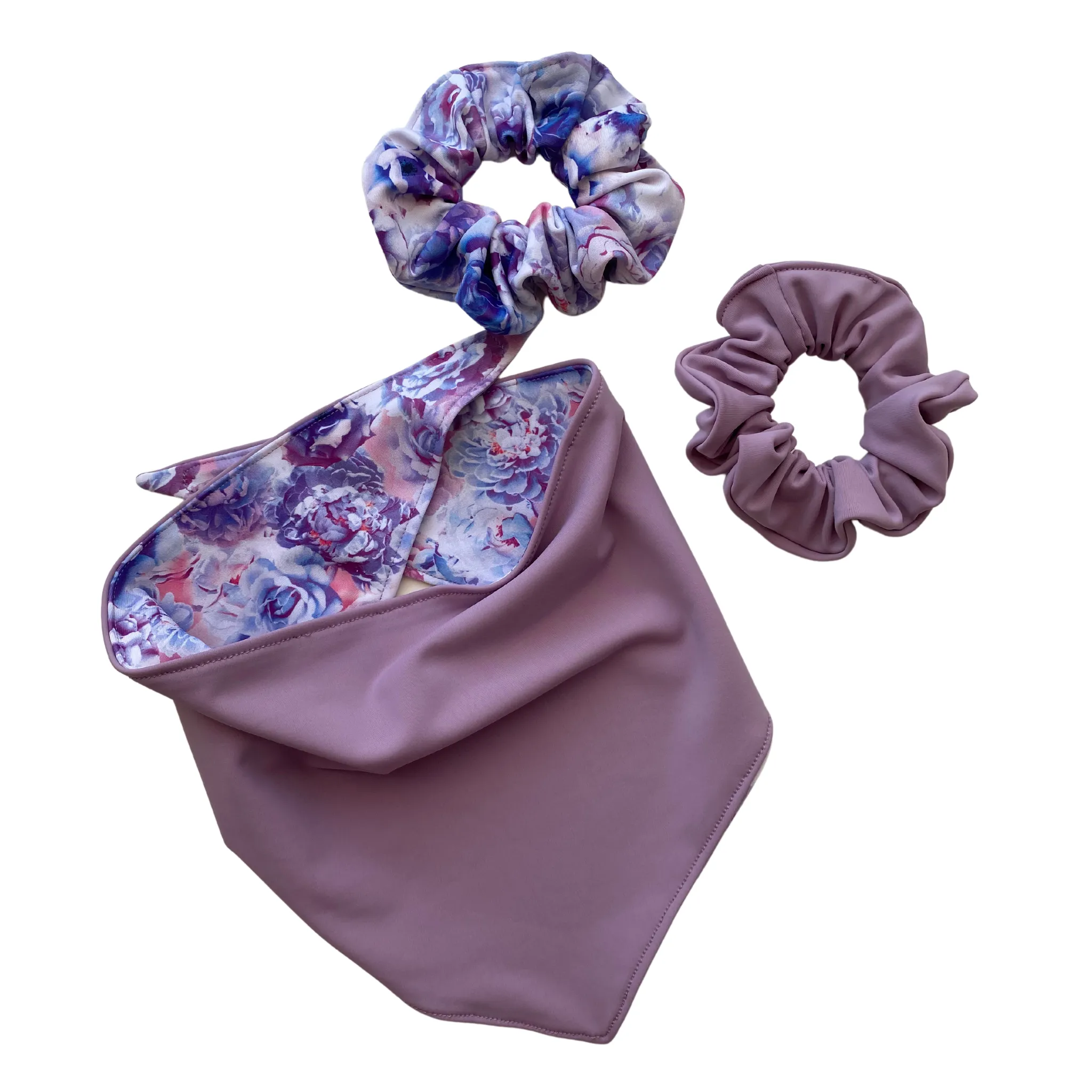 Pastel Rose Print Swim Scrunchie
