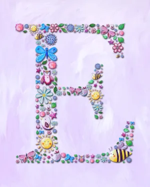 Patchwork E - name art for kids