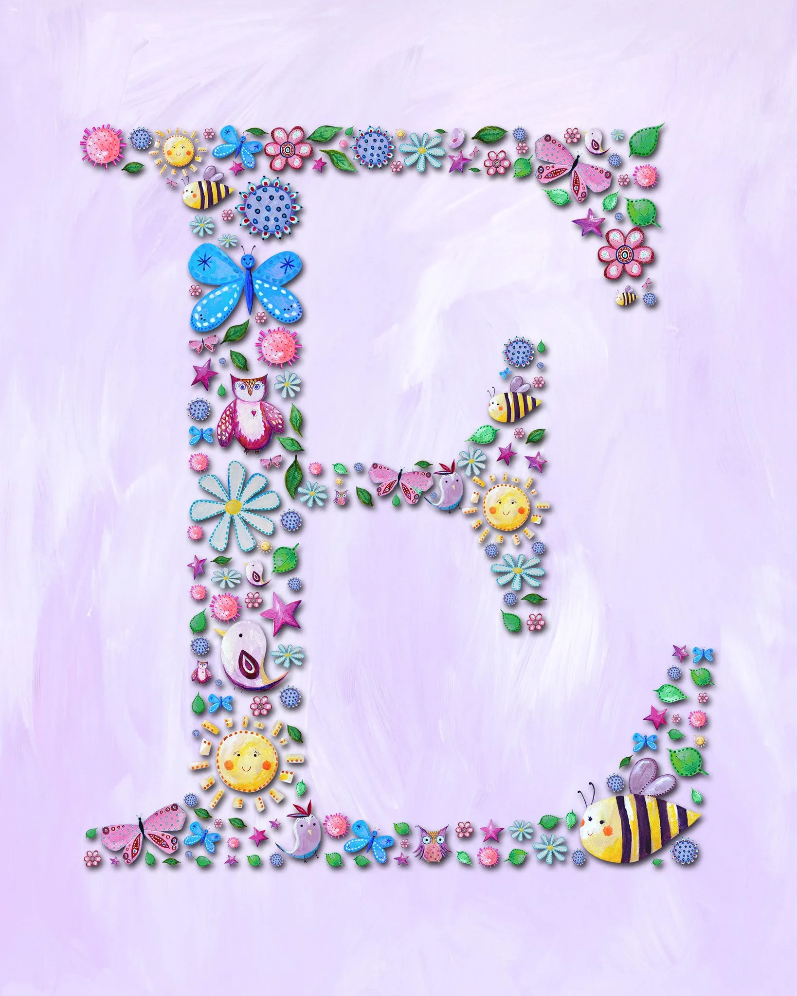 Patchwork E - name art for kids