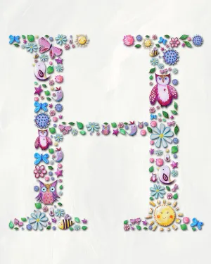 Patchwork H - name art for kids