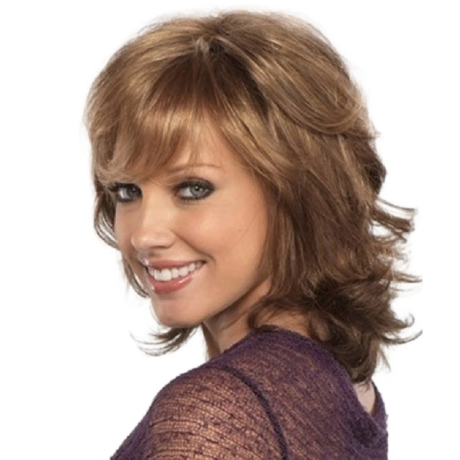 Patricia | Blonde Medium Wavy Synthetic Hair Wig With Bangs