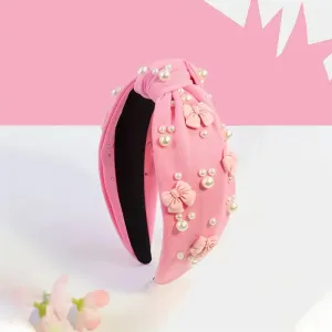 Pink Bow & Pearl Headband