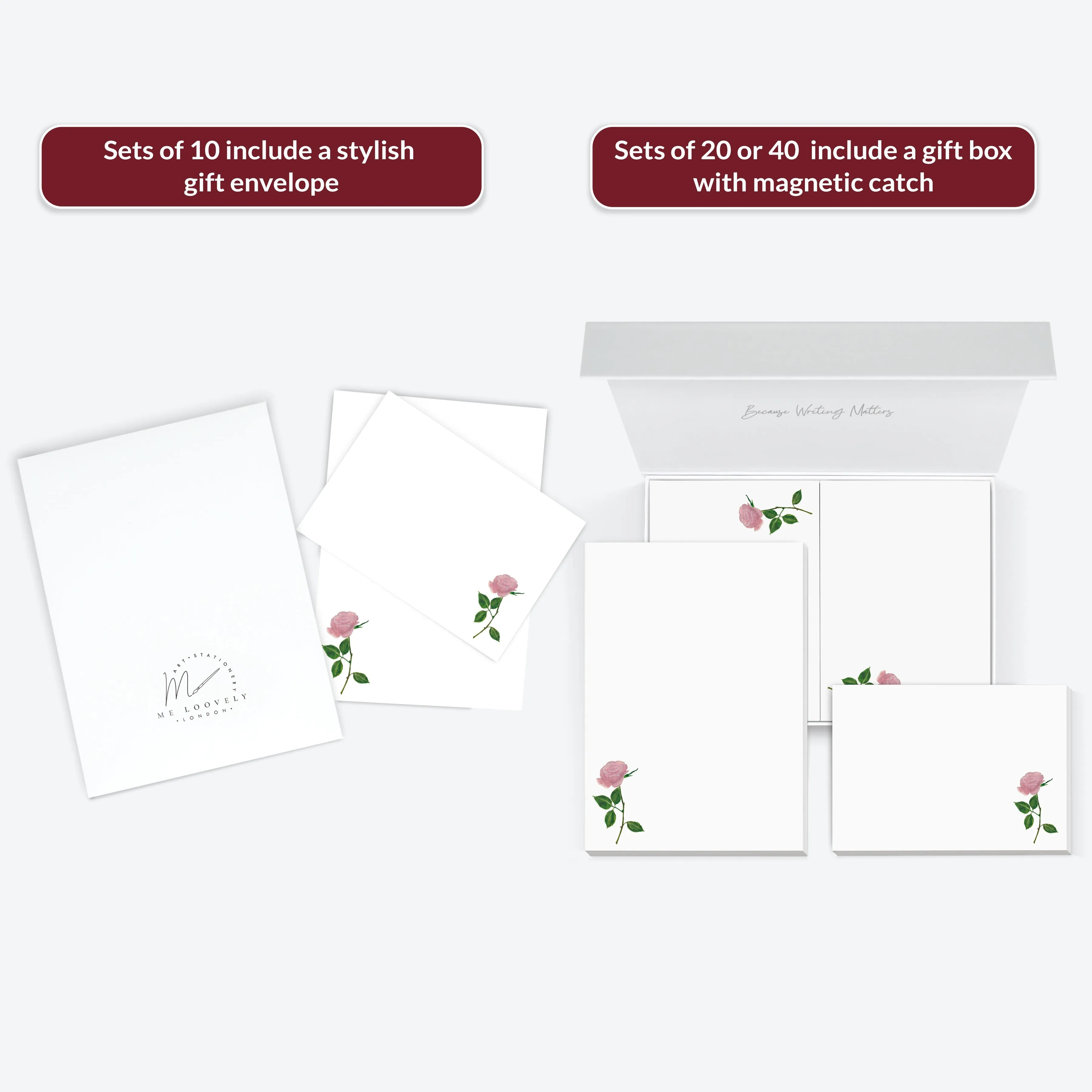 Pink Rose Letter Writing Set - Front