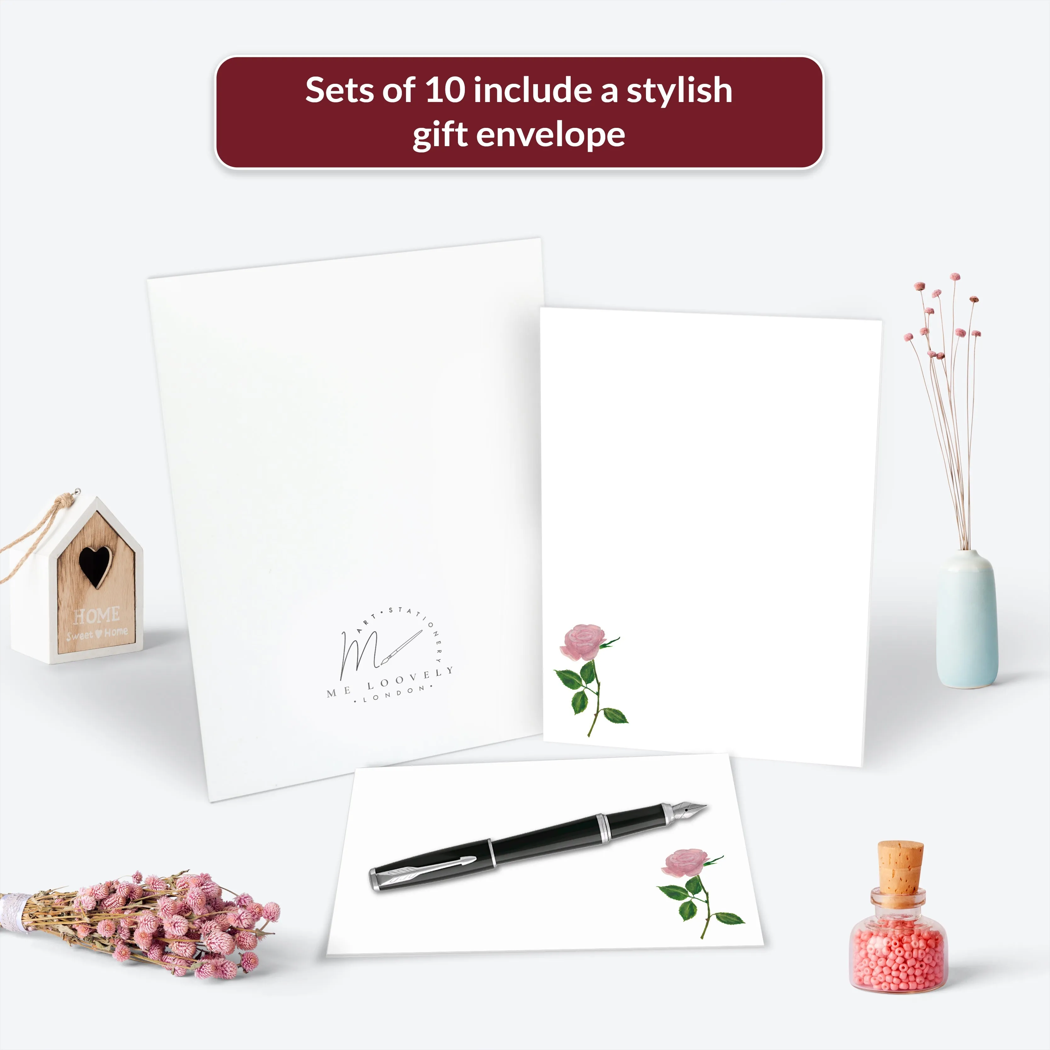 Pink Rose Letter Writing Set - Front