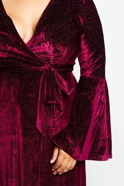Plus Size Striped Soft Velvet Gown