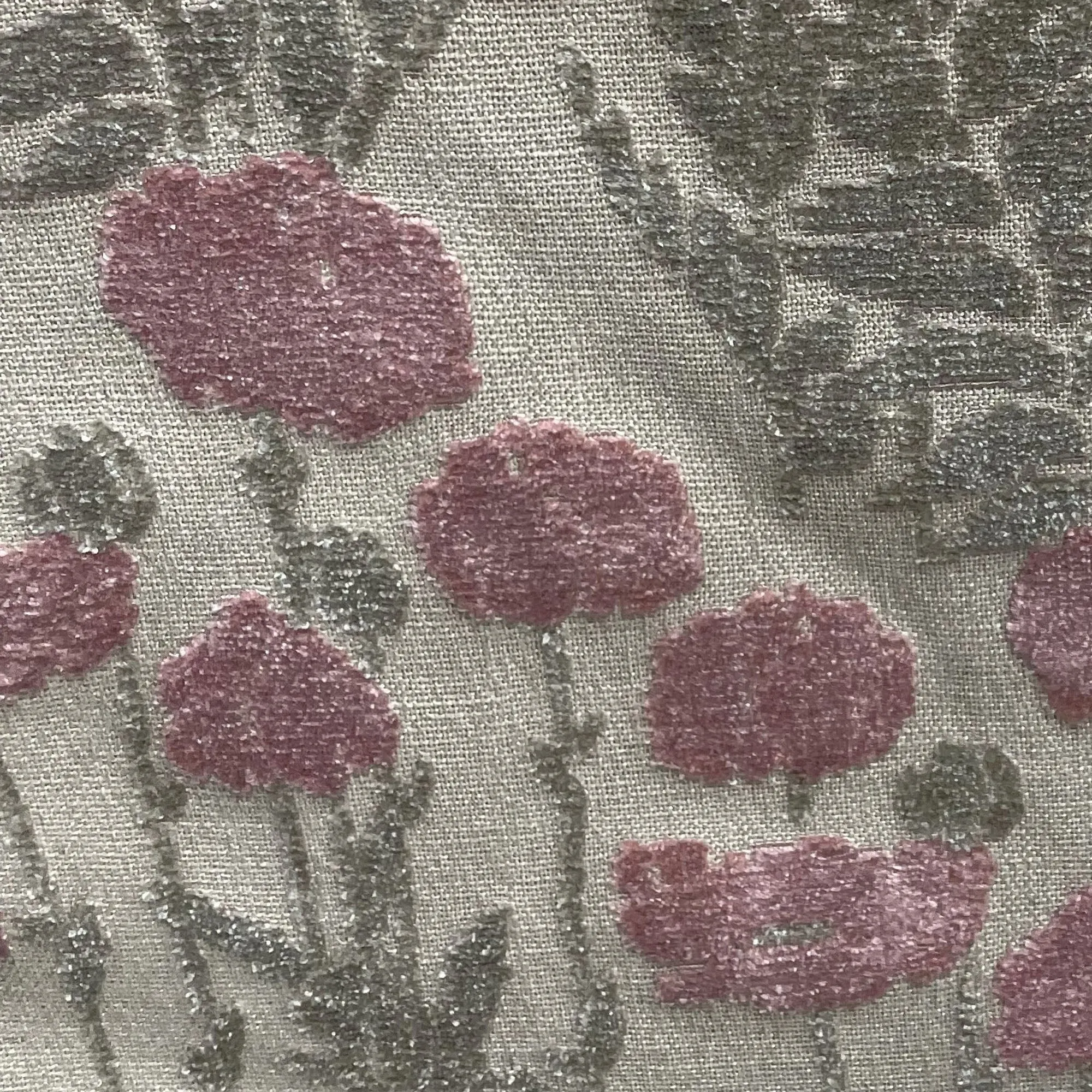 Plutus Enchanted Rose Floral Pink Gray Velvet Luxury Throw Pillow