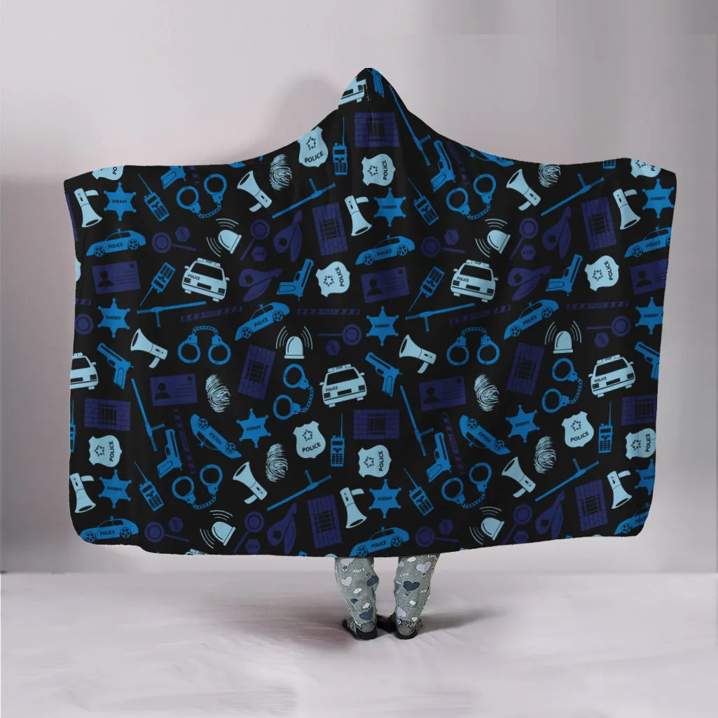 Police Icons Hooded Blanket