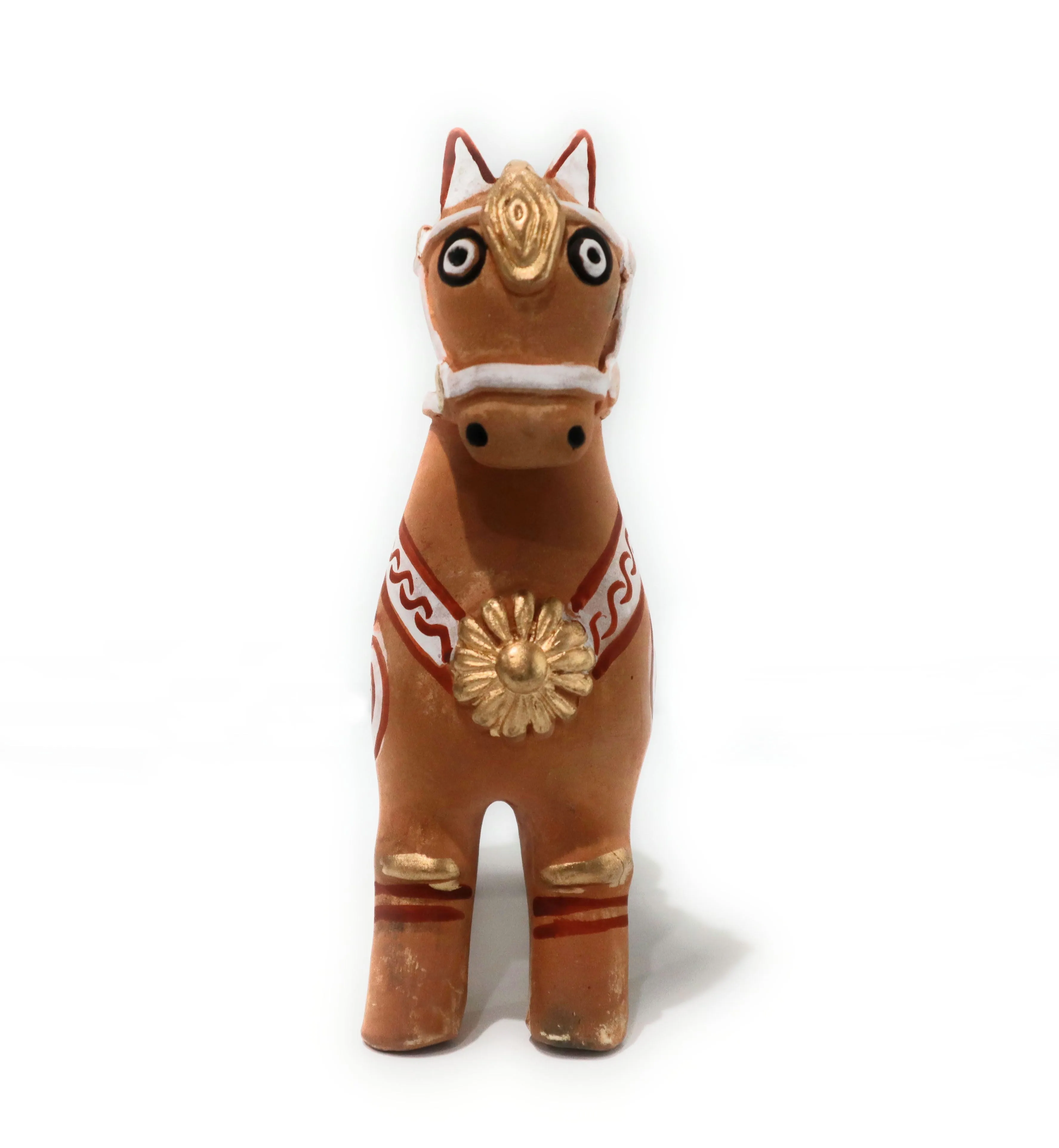 Pucara Horse Natural Color Ceramic  Peruvian Folk Art Pottery Caballo de Pucara Terra-Cotta Natural Color Prosperity Good Luck Amulet 7.5 Inch Tall