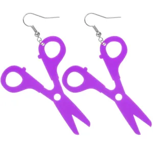 Purple Large Whimsical Hairdresser Scissor Earrings