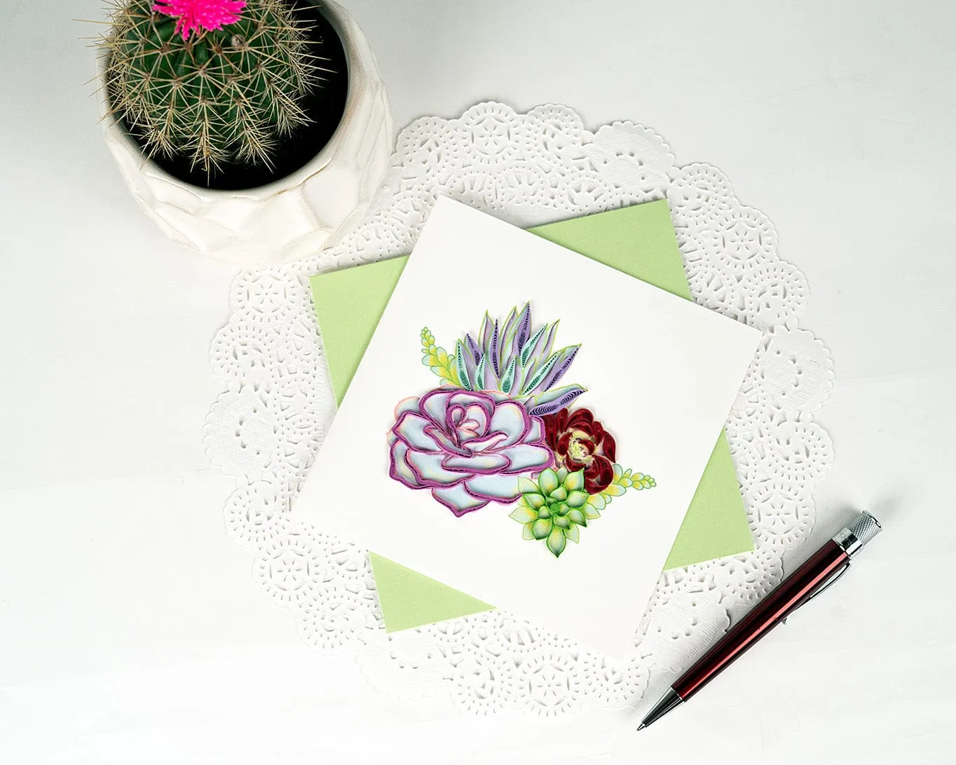 Quilled Vibrant Succulents Greeting Card