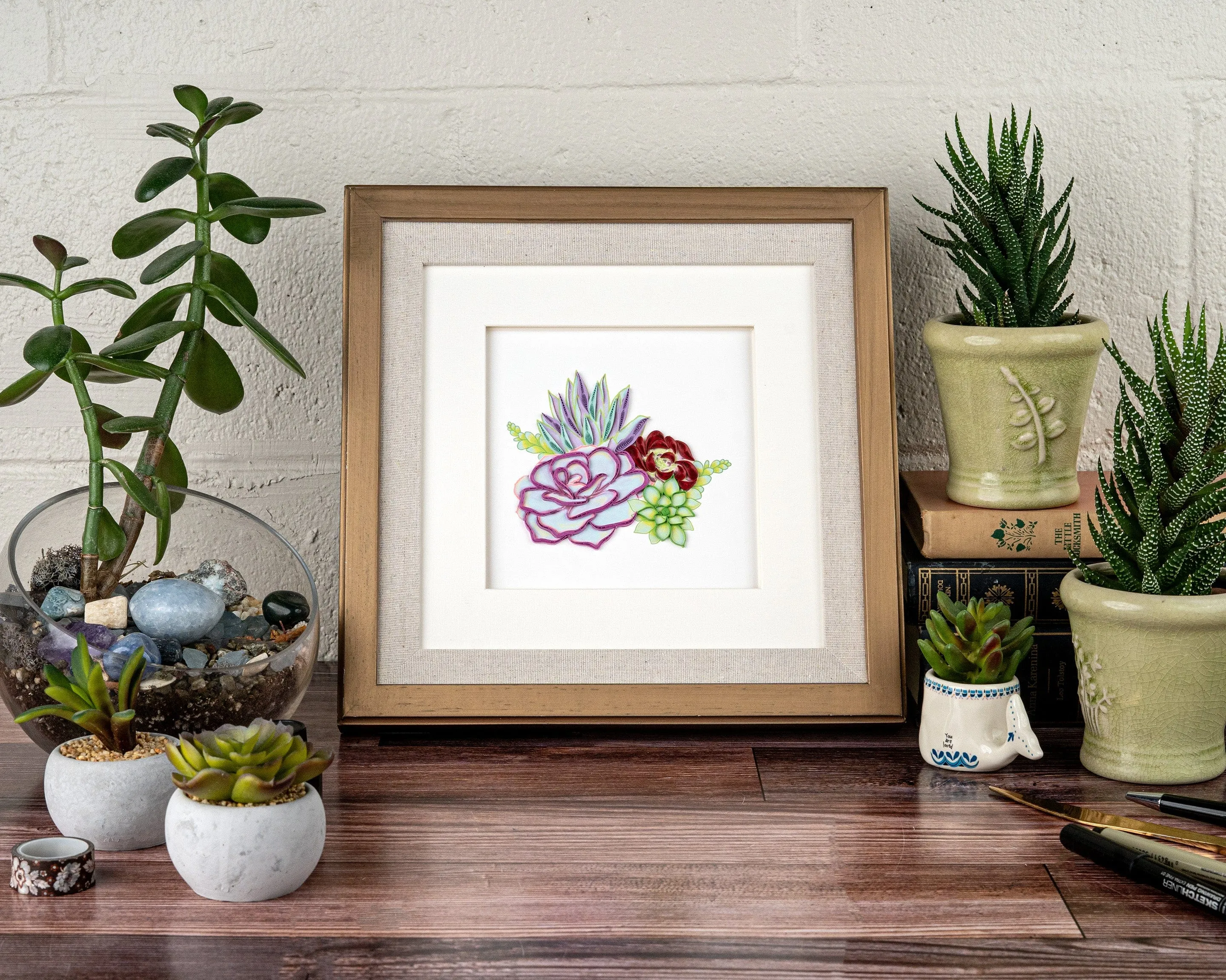Quilled Vibrant Succulents Greeting Card