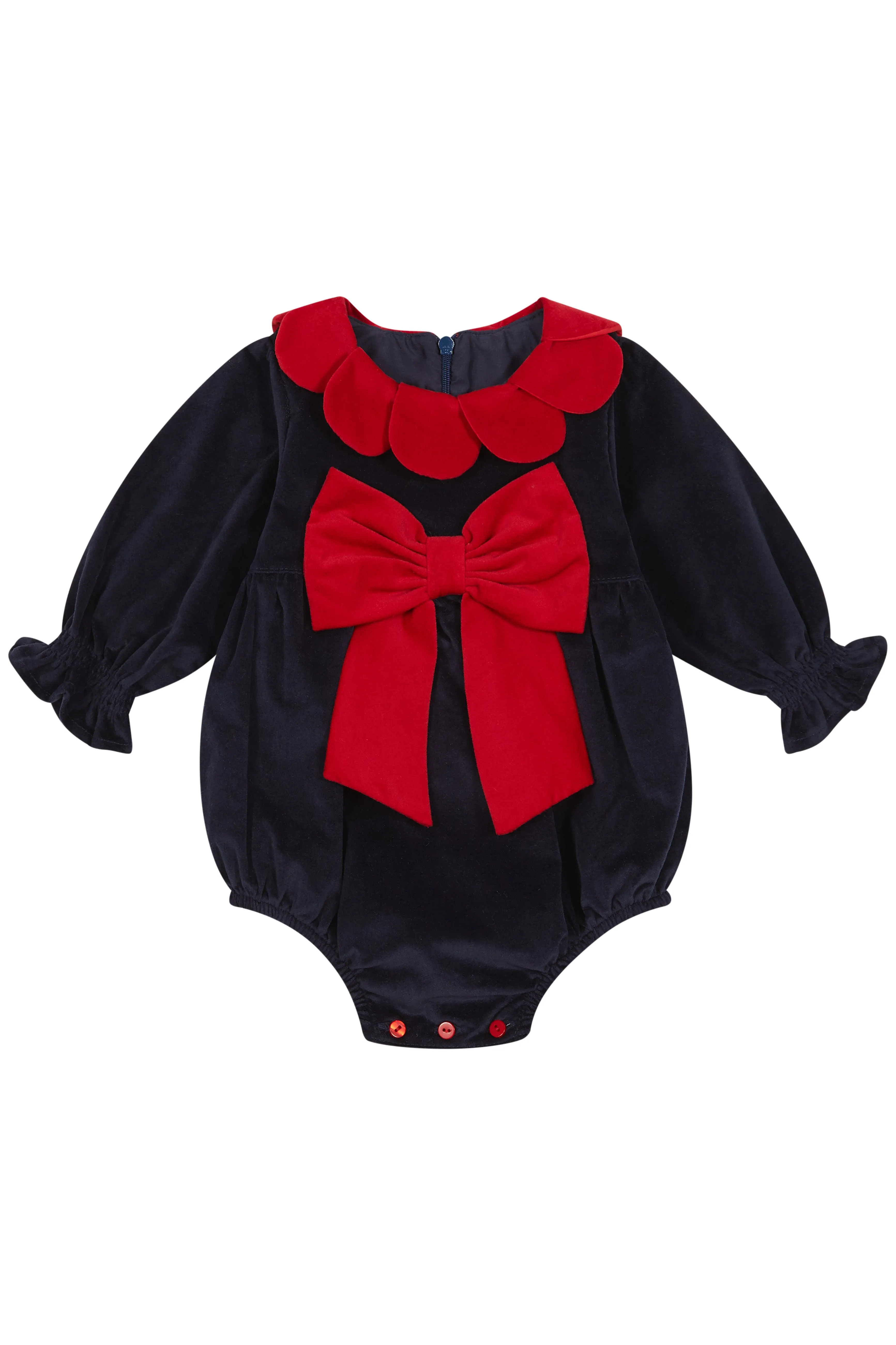 "Paityn" Navy & Red Velvet Romper